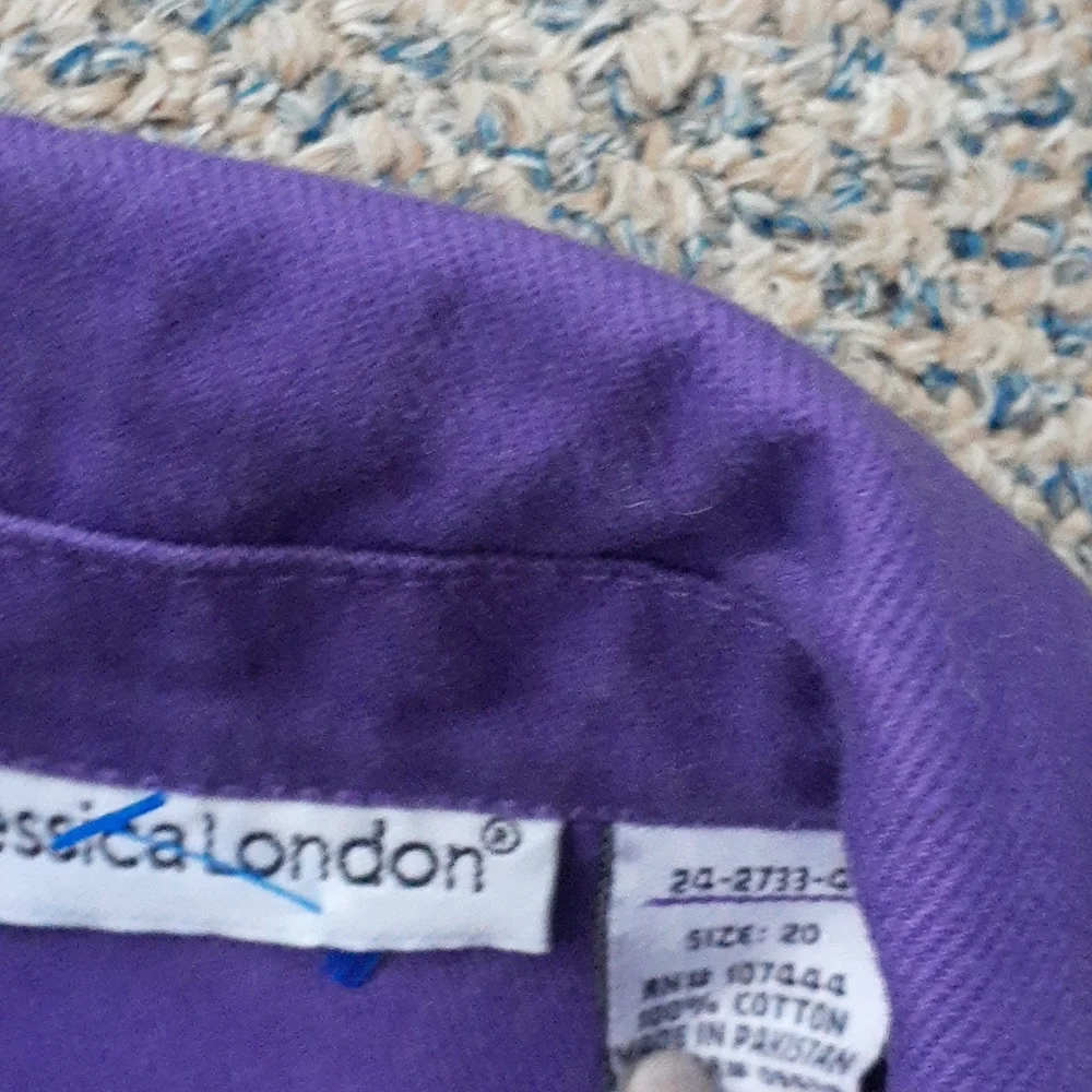 Jessica London Purple Denim Skirt Jacket Set Button Front Midi SIZE 20/12